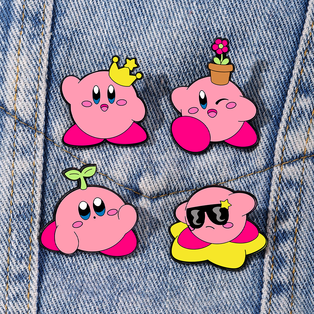 Fashion Backpack Women - 4pcs Kirby Enamel Lapel Pins Set