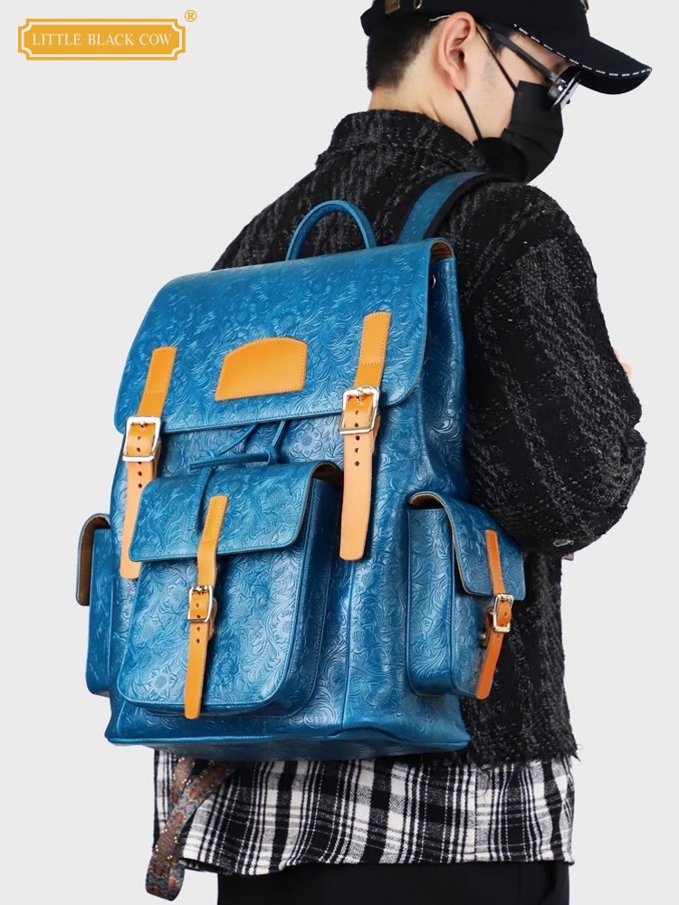 Leather Backpack Vintage - Vintage Mens Floral Wing Tip Cowhide