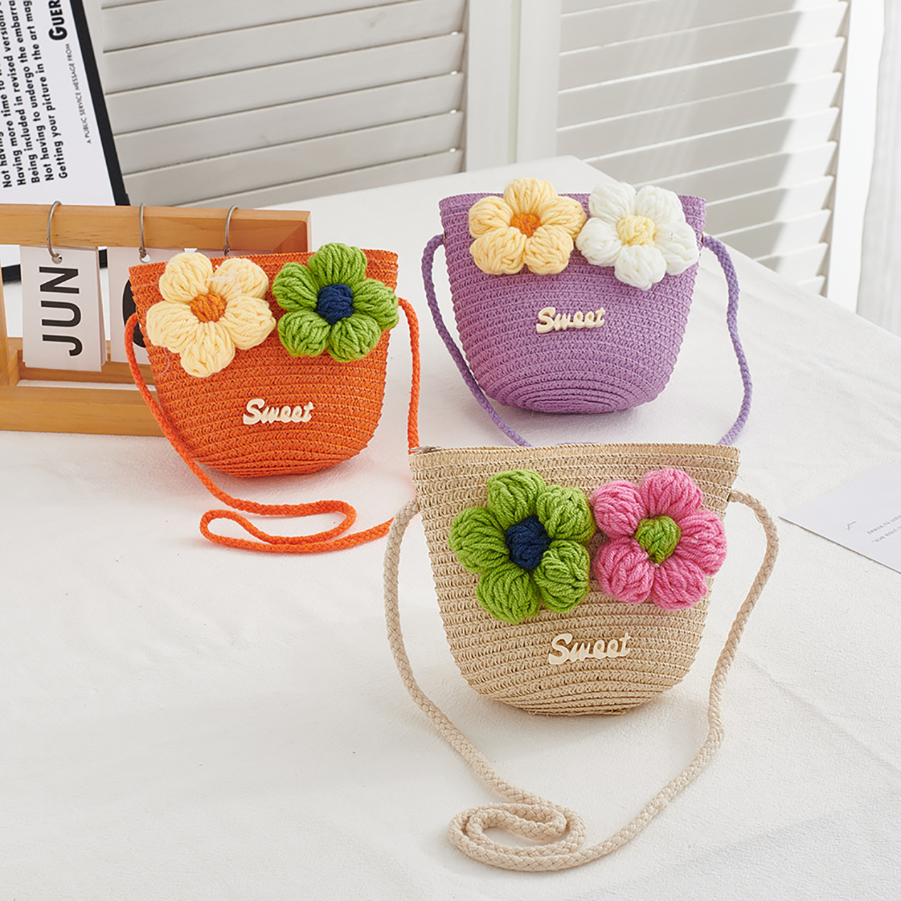 Foldable Backpack Small - Children Foldable Woven Straw Bag with