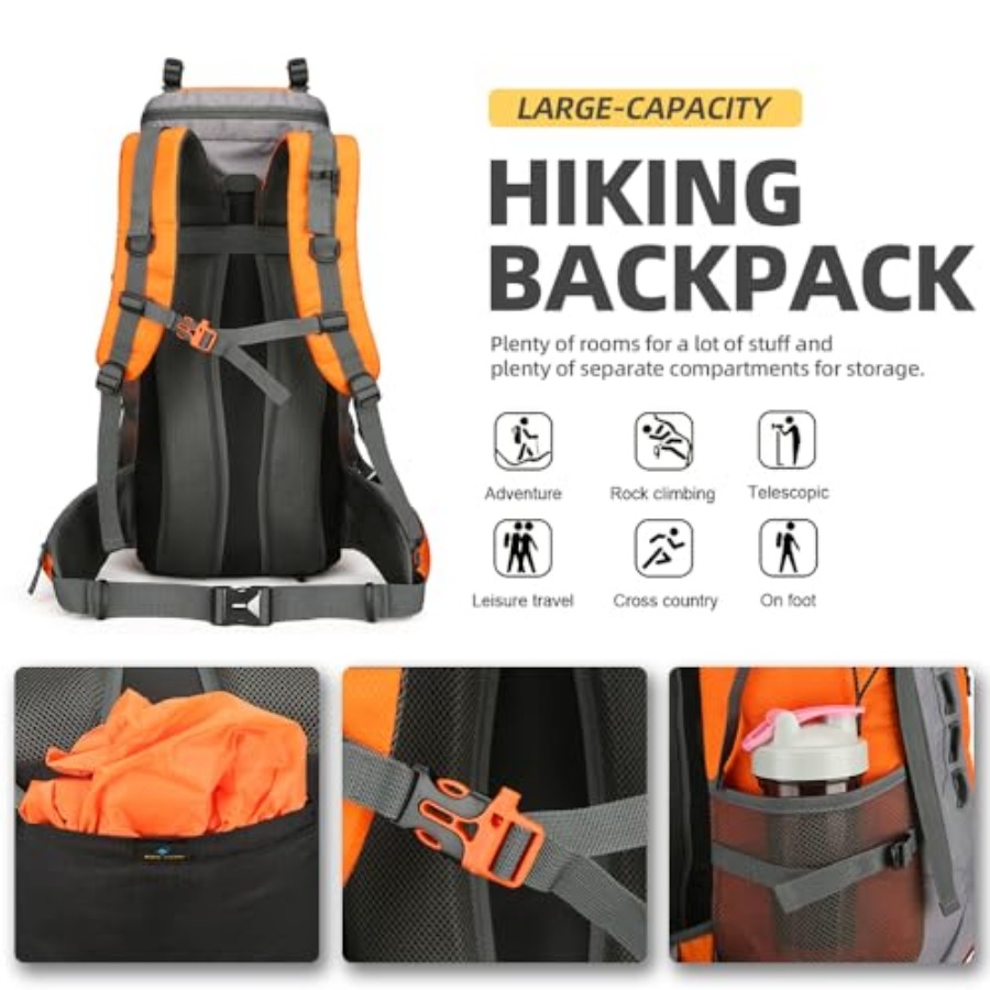 60L Hiking Backpack for Men an - Rain Cover Backpack recensie en prijs