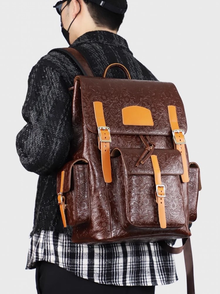 Vintage Mens Floral Wing Tip C - Leather Backpack Vintage recensie en prijs