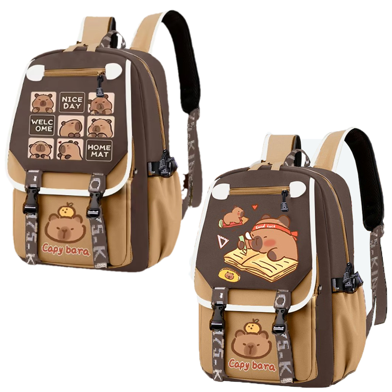 Kawaii Capybara Stylish Khaki  - School Backpack Teen recensie en prijs