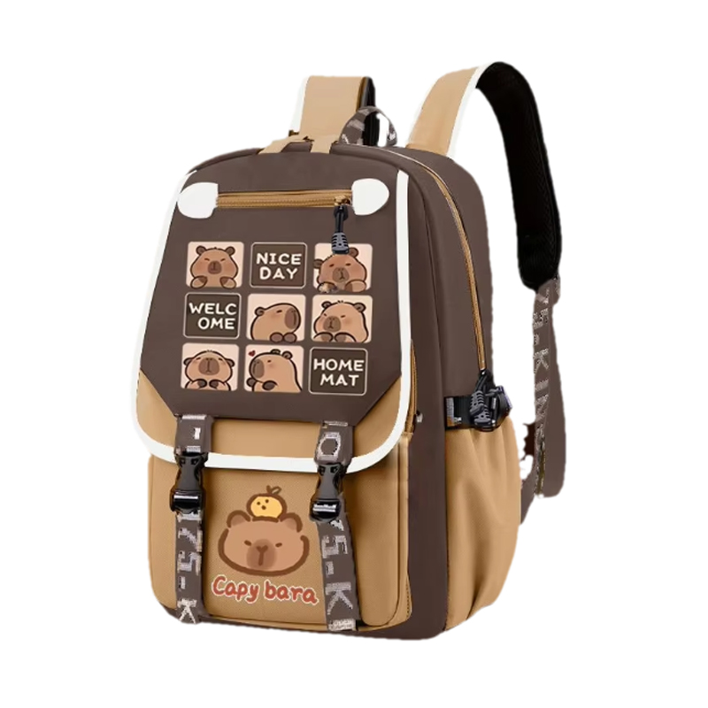 Kawaii Capybara Stylish Khaki  - School Backpack Teen recensie en prijs