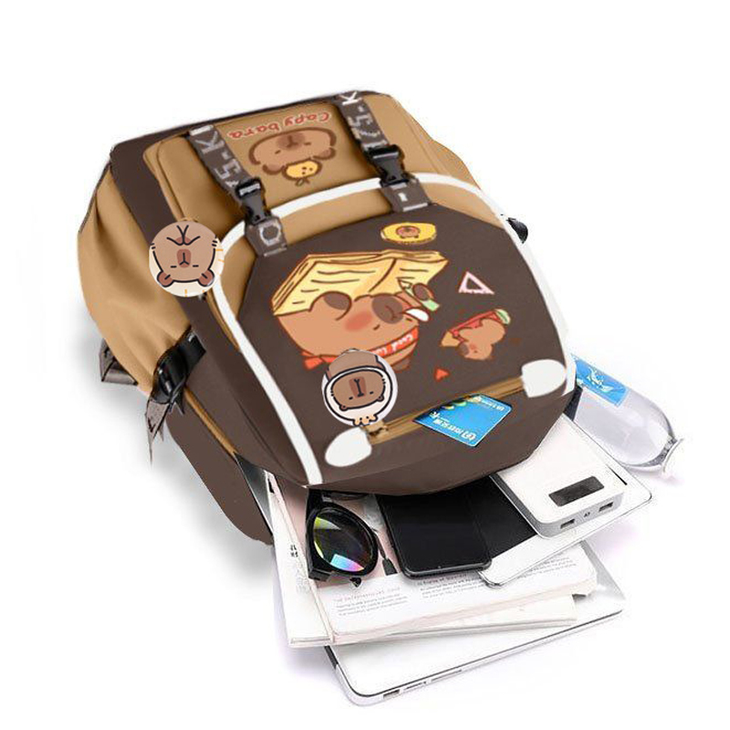 Kawaii Capybara Stylish Khaki  - School Backpack Teen recensie en prijs