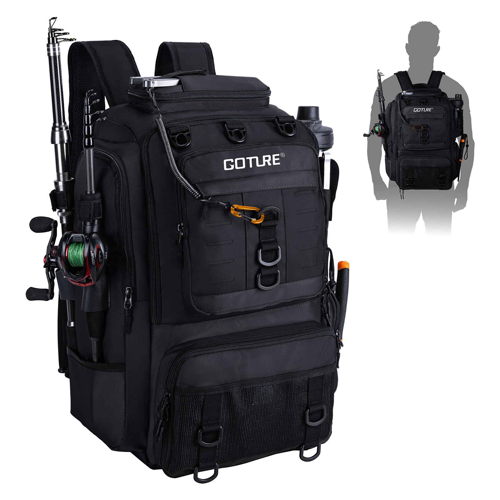 Goture Fishing Bag with Rod Ho - Backpack Insert Organizer recensie en prijs