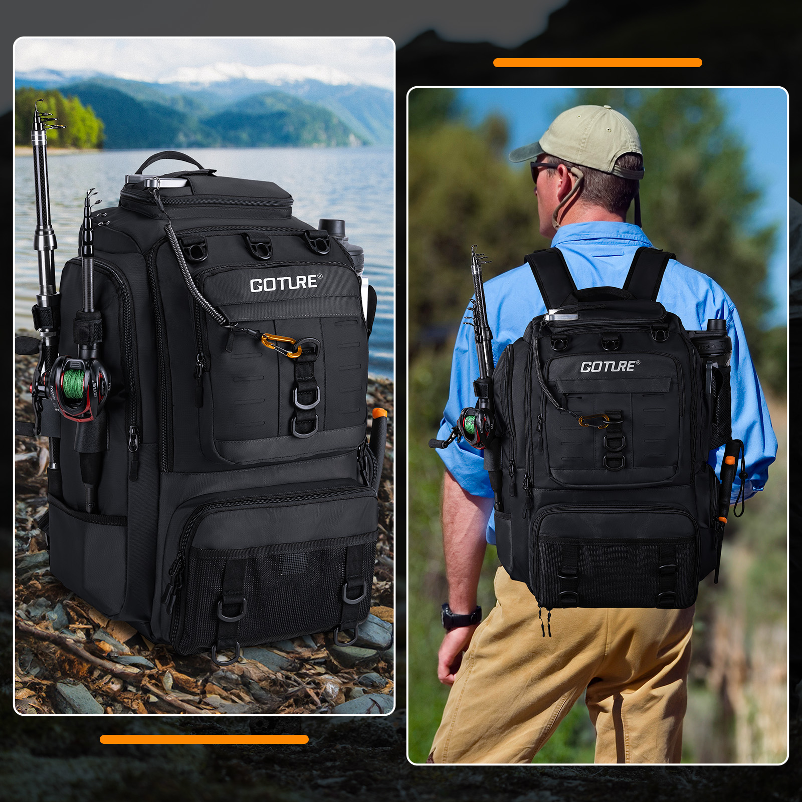 Goture Fishing Bag with Rod Ho - Backpack Insert Organizer recensie en prijs