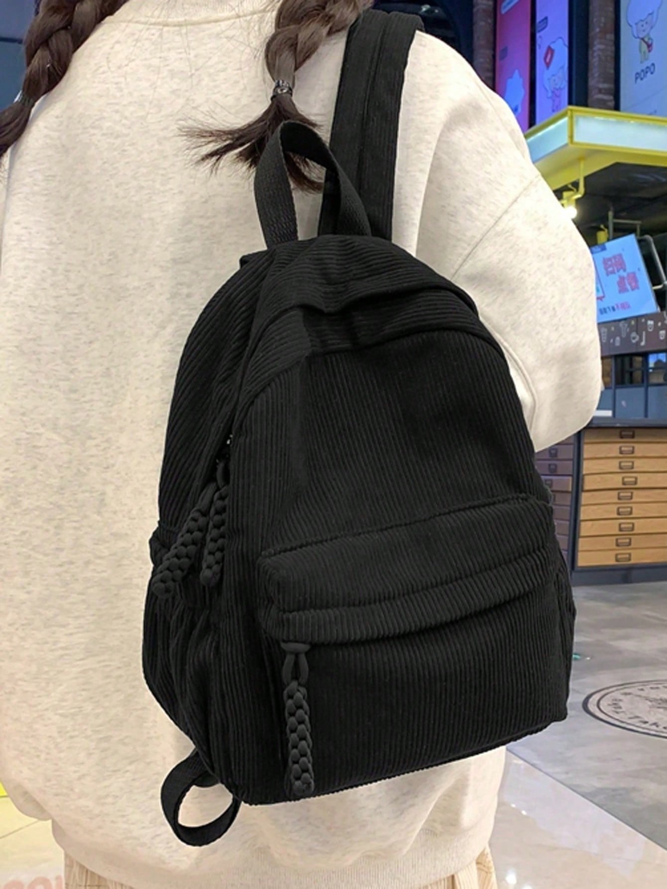 Solid Color Corduroy Fabric Fa - Fashion Backpack Women recensie en prijs