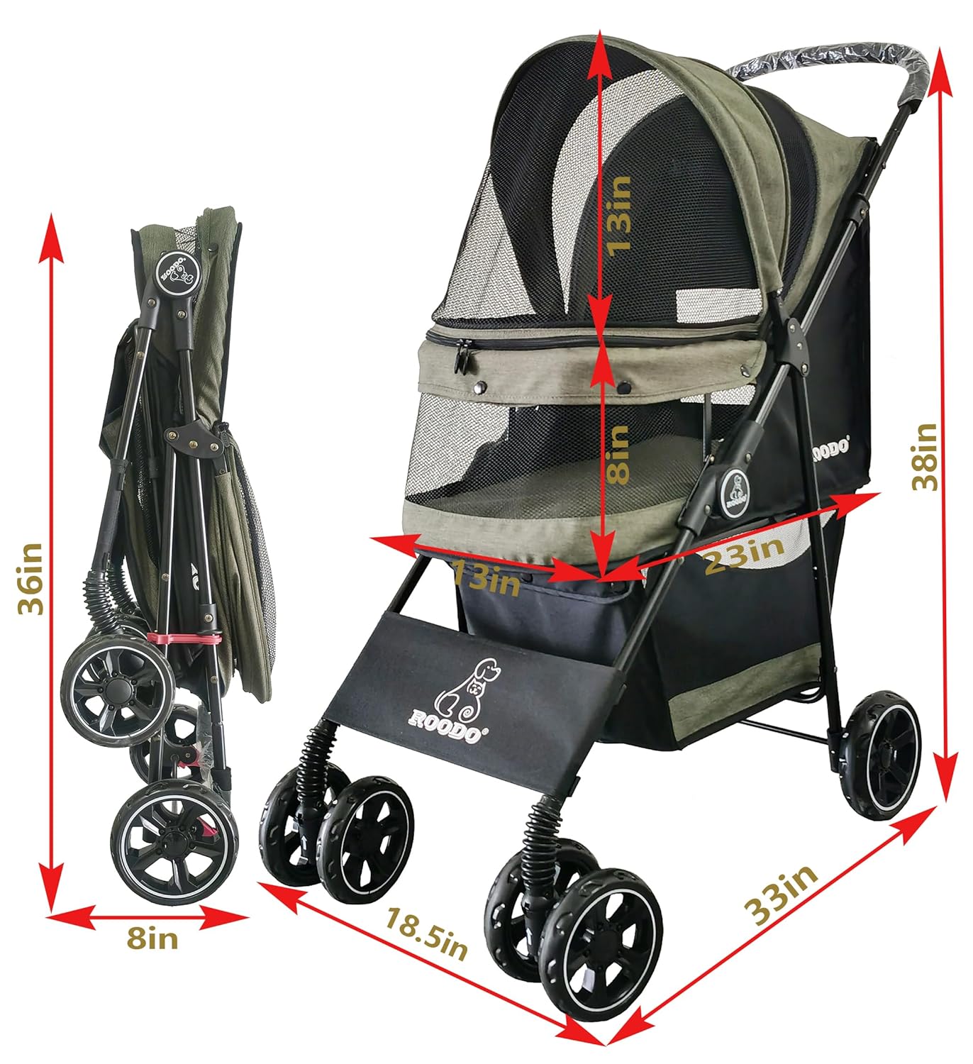 4 Wheel Dog Cat Pet Stroller,  - Foldable Backpack Small recensie en prijs