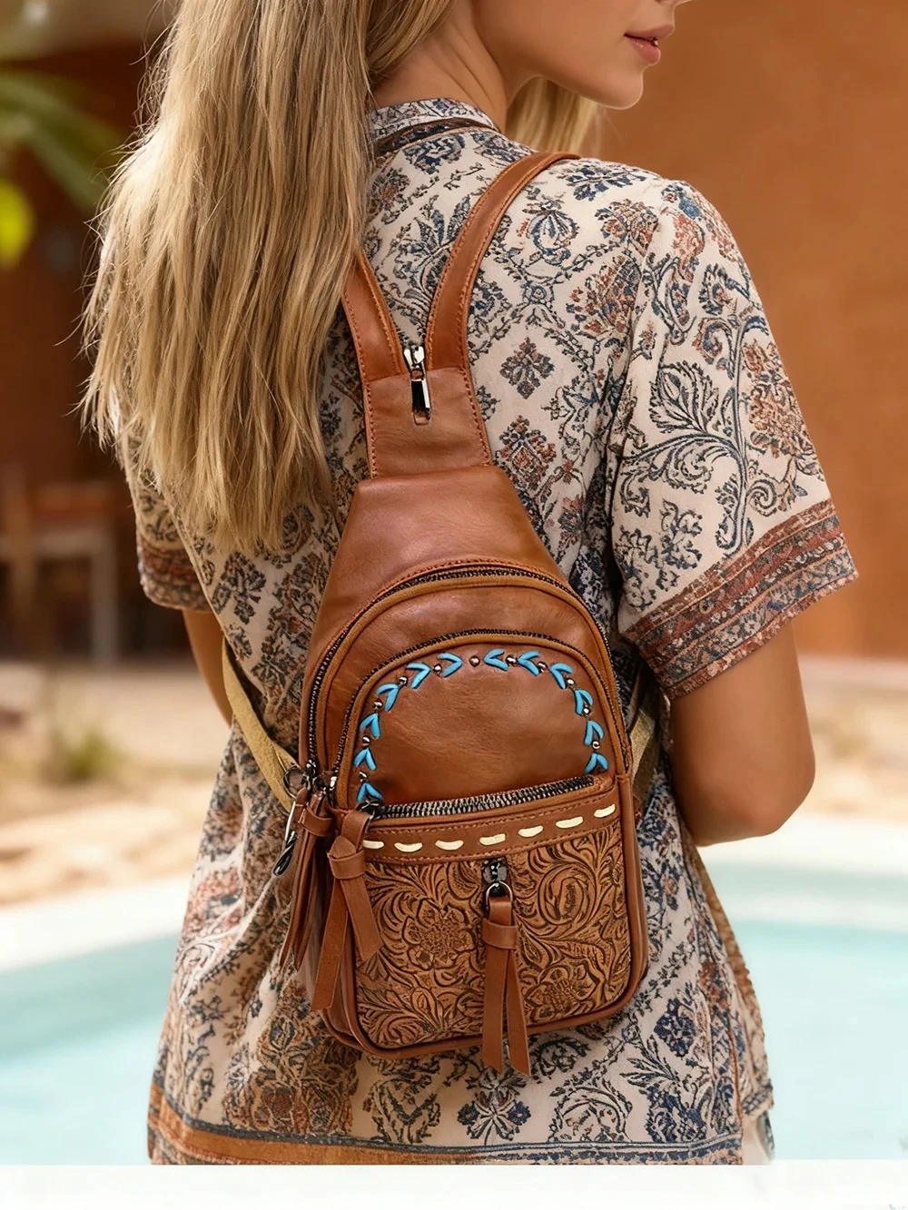 Women Sling Bag 2 in 1 Chest B - Leather Backpack Vintage recensie en prijs