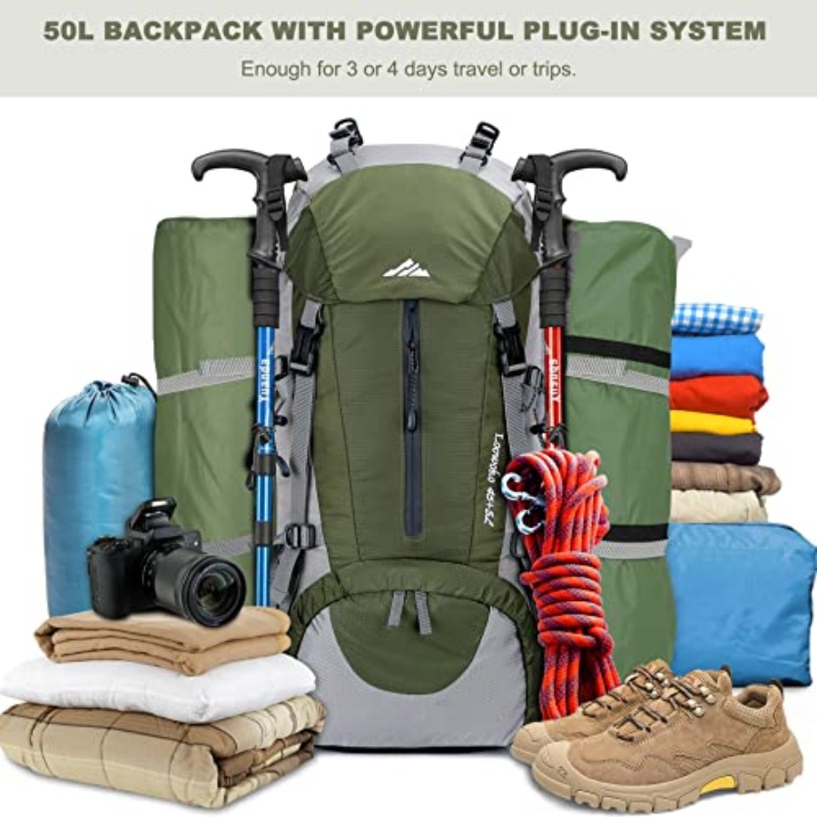 Loowoko 50L Hiking Backpack, W - Rain Cover Backpack recensie en prijs