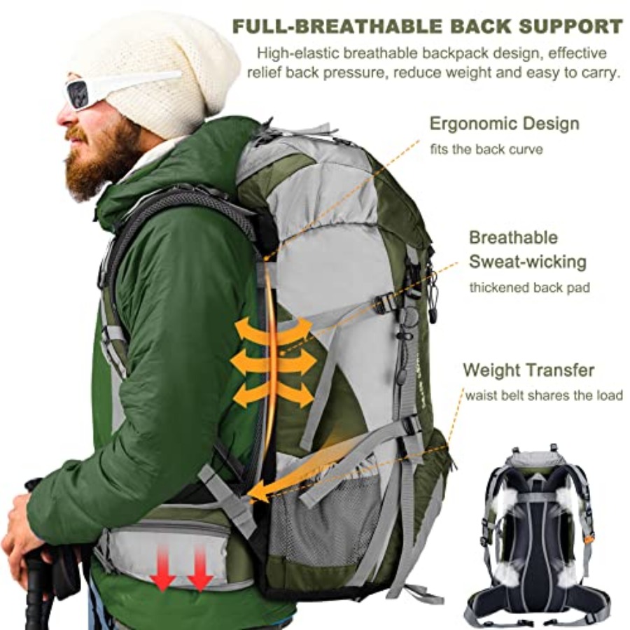 Loowoko 50L Hiking Backpack, W - Rain Cover Backpack recensie en prijs