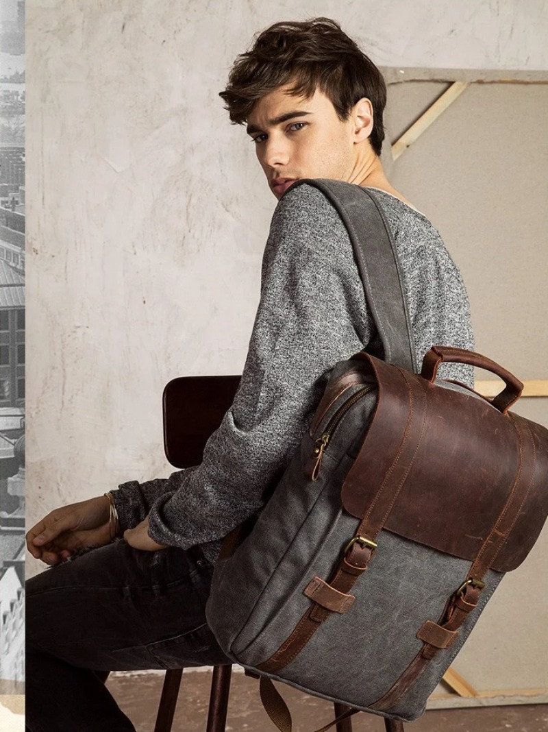 Military Canvas Leather Backpa - Rucksack Military Style recensie en prijs