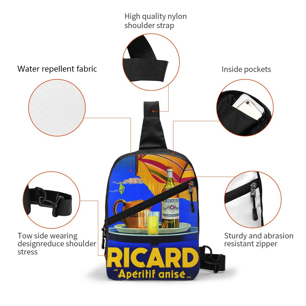Custom Ricard Sling Chest Bag  - Sling Backpack Shoulder recensie en prijs