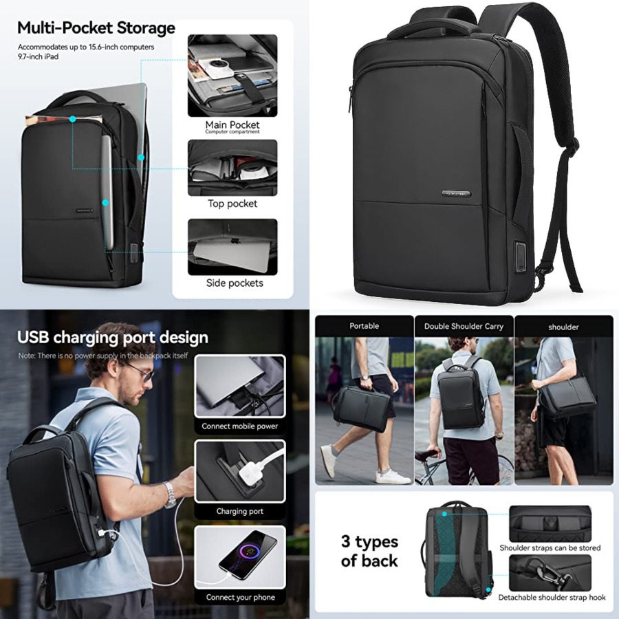 Slim Laptop Backpack for Men,  - Laptop Backpack 15.6 recensie en prijs