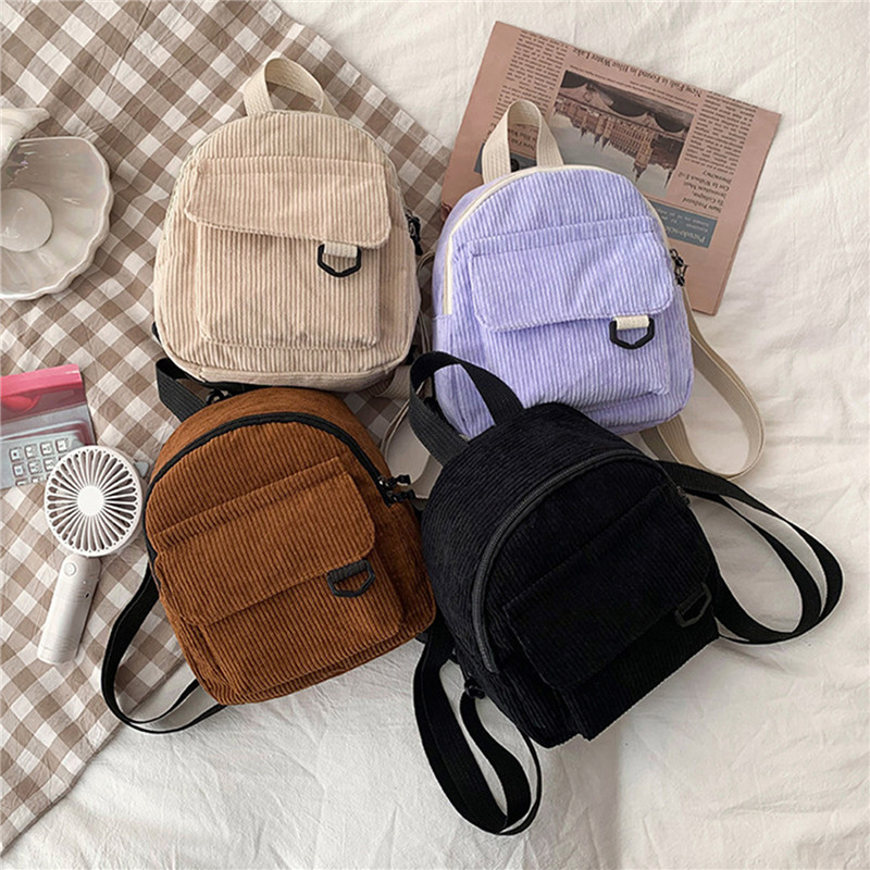 Solid Color Mini Backpack Cord - Fashion Backpack Women recensie en prijs