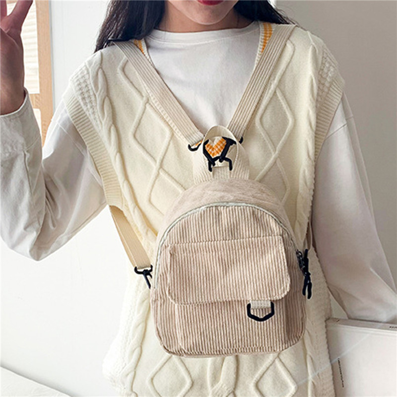 Solid Color Mini Backpack Cord - Fashion Backpack Women recensie en prijs