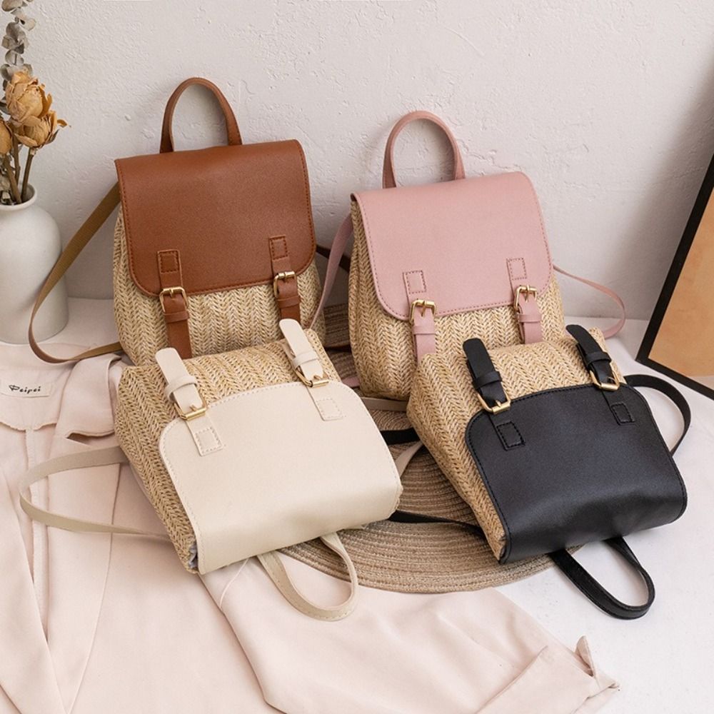 Fashion PU Leather Straw Backp - Leather Backpack Vintage recensie en prijs